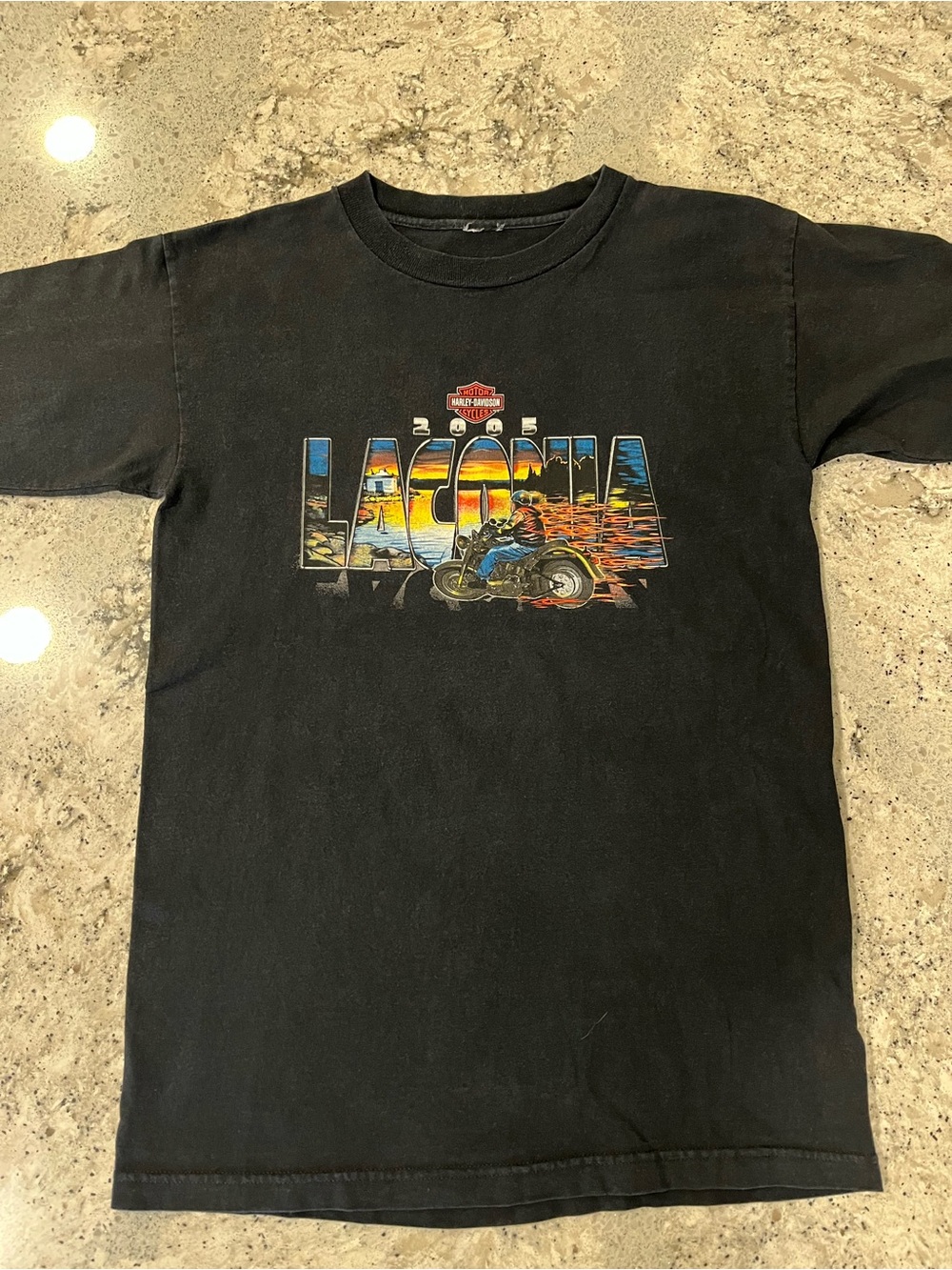 2005 Harley-Davidson Black Laconia Sunset Graphic Tee